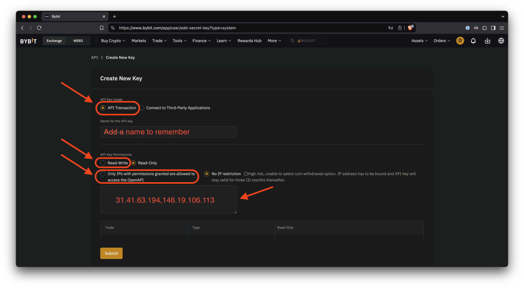 API Key configuration