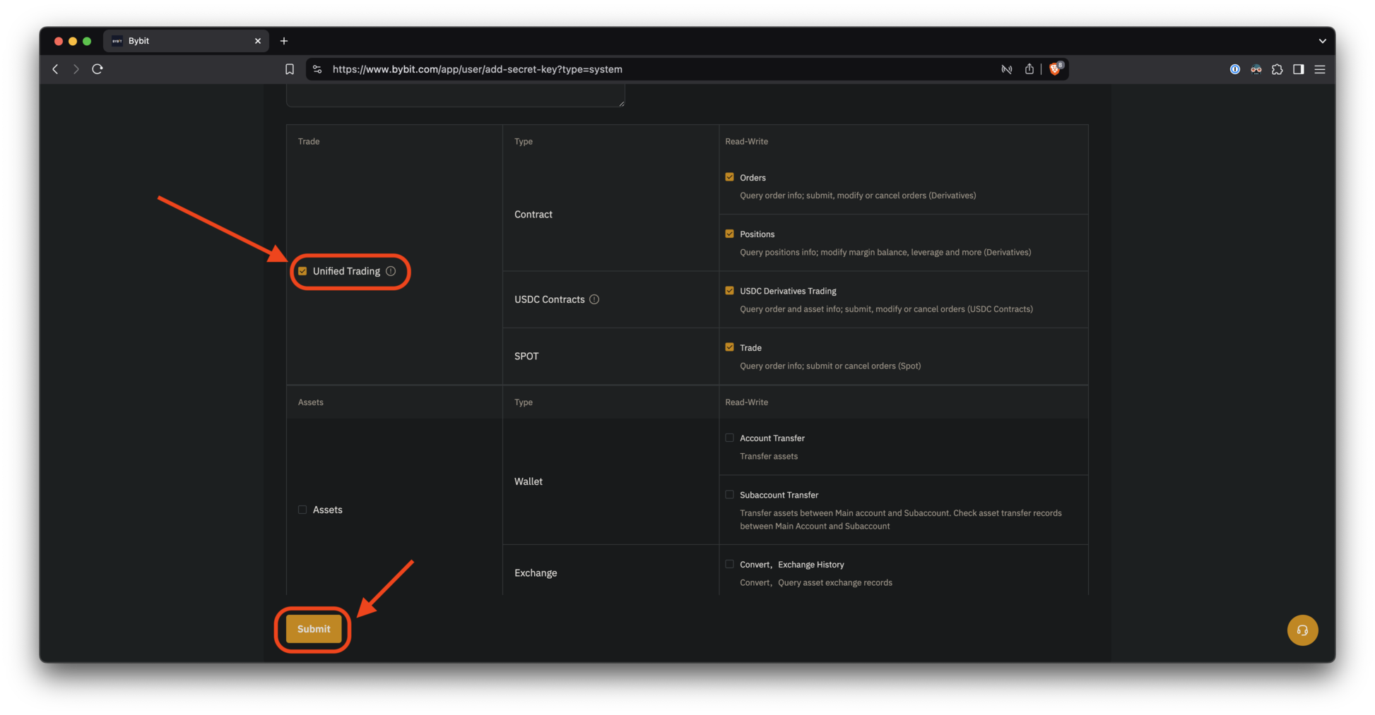 Permissions configuration