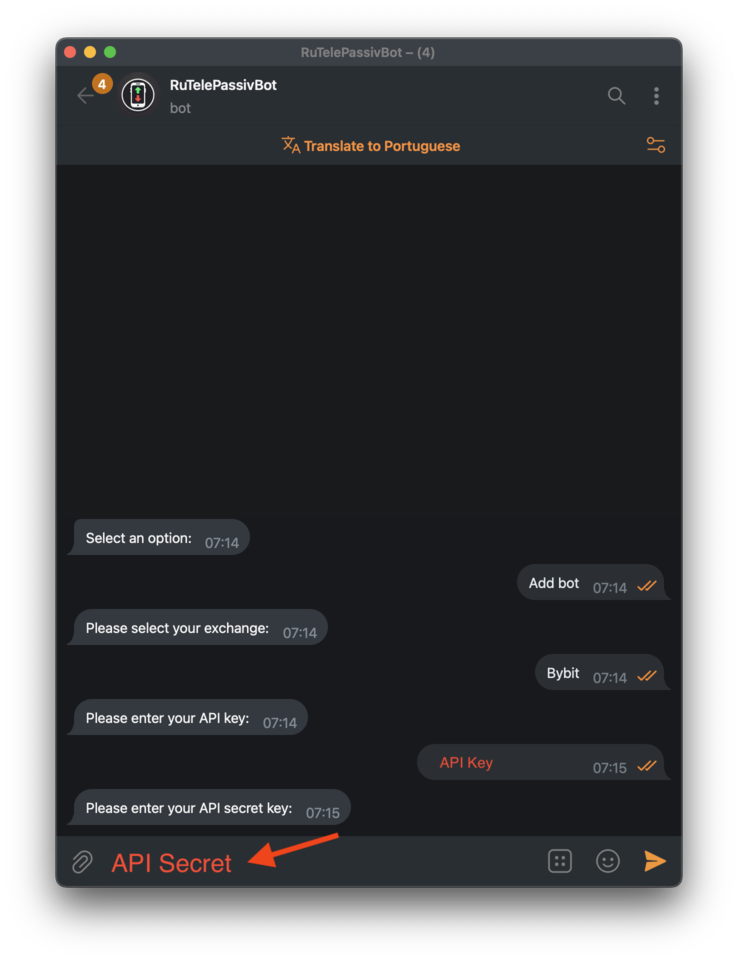 API secret key