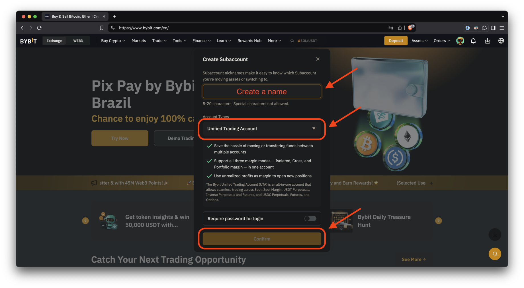 Sub-account creation process