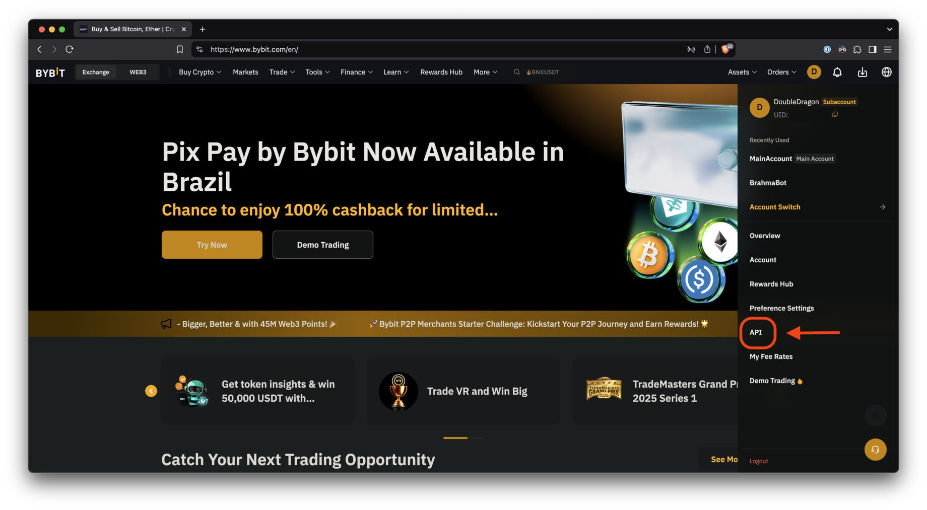 API key creation link